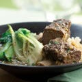 <p>Thai red curry paste, garlic, ginger, cilantro, and fish sauce flavor the coconut-infused broth for these braised bison short ribs. A tough cut of meat, the short ribs become meltingly tender when cooked slowly over low heat. Bison short ribs, unlike beef short ribs, are quite lean and therefore can be enjoyed as part of a healthy diet. If you have time, prepare this dish through Step 2 a day ahead — the flavor of the sauce and tenderness of the meat get even better overnight. Serve with bowls of jasmine rice.</p>
<p><strong>Recipe:</strong> <a href="../../../recipefinder/red-curry-bison-short-ribs-baby-bok-choy-recipe-6813" target="_blank"><strong>Red Curry Bison Short Ribs with Baby Bok Choy</strong></a></p>