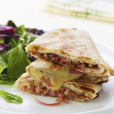 <p>All you need to make these easy tortilla sandwiches are five ingredients, many of which you probably already have in your kitchen. Make them a meal by serving with simple sautéed vegetables or a tossed green salad.</p><br /><p><b>Recipe: <a href="/recipefinder/turkey-balsamic-onion-quesadillas-recipe-5273" target="_blank">Turkey and Balsamic Onion Quesadillas</a> </b></p>