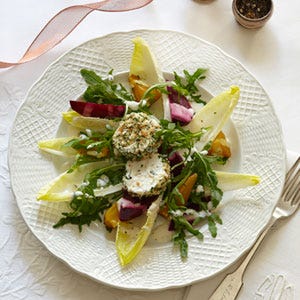 Endive-Beet Salad with Herb-Crusted Goat Cheese
