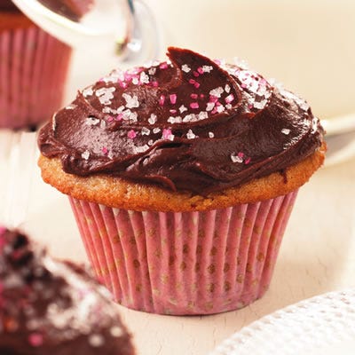 <p>These vanilla-infused cupcakes are made with applesauce as a fat-replacer for the butter that's traditionally part of vanilla cake batter. Thickened evaporated milk works as a great base for the rich and creamy chocolate frosting. Dark chocolate lovers, be sure to use bittersweet chocolate. </p><br /><p><b>Recipe:</b> <a href="/recipefinder/vanilla-cupcakes-chocolate-frosting-recipe-ew0610"><b>Vanilla Cupcakes with Chocolate Frosting</b></a></p>