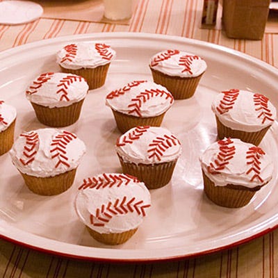 <p>These adorable baseball-style cupcakes with red licorice laces are sure to be a hit with kids and adults — and you'll be spared the task of slicing equitable pieces of cake for a crowd of waiting guests.</p><br /><p><b>Recipe:</b> <a href="/recipefinder/grand-slam-cupcakes-recipe-mslo0710"><b>Grand Slam Cupcakes</b></a></p>