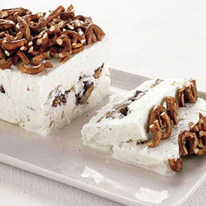 As fun as it is tasty, this terrine is a playful take on the traditional (and usually fancy) layered frozen dessert.<br /><br />

<b>Recipe:</b> <a href="/recipefinder/peanut-butter-cup-pretzel-terrine-recipe-rs0811" target="_blank"><b>Peanut Butter Cup and Pretzel Terrine</b></a>