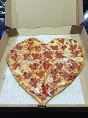 Mellow Mushroom Heart Pizza