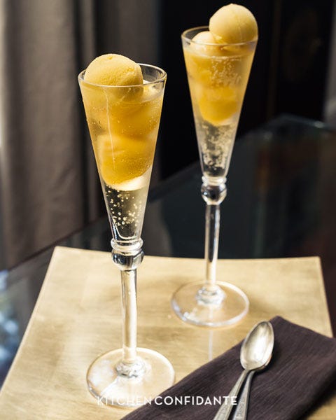 sparkling mango sorbet floats