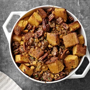 <p>This stuffing recipe conjures the South with its rich sausage and toothsome pecan additions to the cornbread base.</p>
<p><strong>Recipe: <a href="http://gogonow.org/recipefinder/buttermilk-cornbread-stuffing-sausage-recipe-clx1111%22 target="_blank">Buttermilk Cornbread Stuffing with Sausage</a></strong></p>