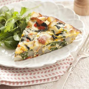 <p>This nourishing veggie frittata filled with red potatoes, baby spinach, and fontina cheese could last you well past mid-morning snack time.</p><p><b>Recipe:</b> <a href="/recipefinder/veggie-frittata-recipe-ghk1110 "><b>Veggie Frittata</b></a></p>