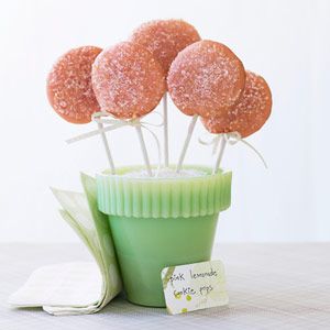 <p>You don't lick these lollipops; you chew them! Insert lollipop sticks into prepared balls of pink-lemonade-flavored cookies before baking to create a delicious and beautiful dessert.</p>
<p><strong>Recipe: <a href="http://www.delish.com/recipefinder/iced-pink-lemonade-cookie-pops-recipe" target="_blank">Iced Pink-Lemonade Cookie Pops</a></strong></p>