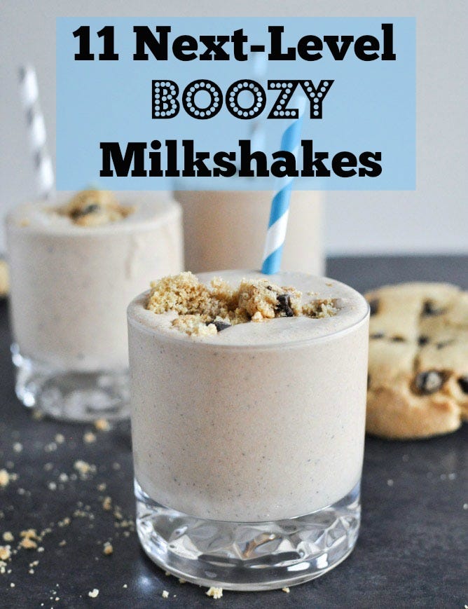 chocolate chip cookies and baileys milkshakes