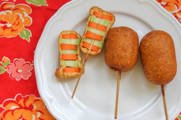Beer-Battered Veggie Corn Dogs