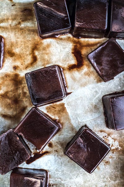 dark chocolate ice cubes