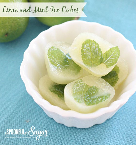 lime and mint ice cubes