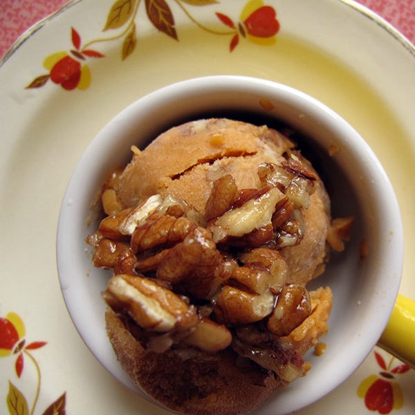 Sweet Potato Ice Cream and Maple-Glazed Pecans
