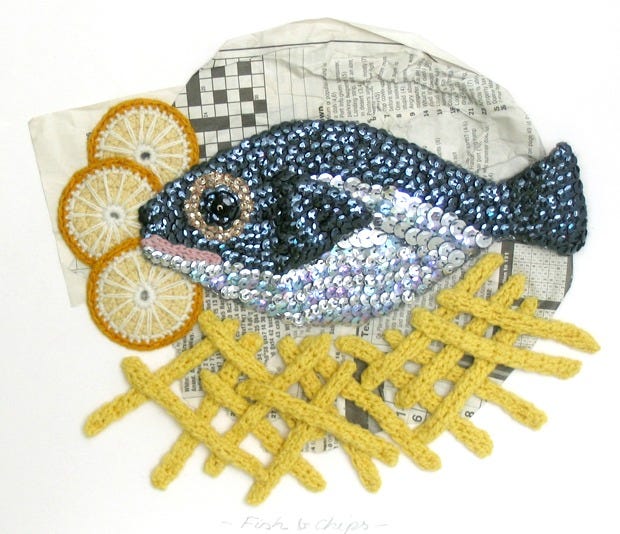 Art, Creative arts, Fish, Illustration, Craft, Drawing, Needlework, Embellishment, Embroidery, 