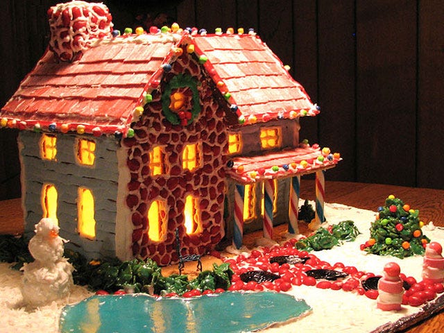 House, Christmas, Art, Christmas decoration, Home, Decoration, Holiday, Toy, Gingerbread house, Cottage, 
