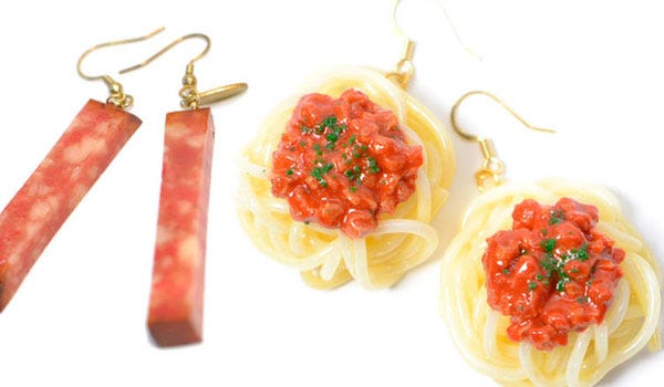 Salami and Spaghetti Earrings