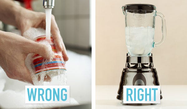 washing the blender