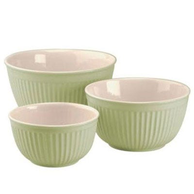 <p>From mixing cake batter to serving salads, these attractive mixing bowls are multipurpose. Ribbed exterior with smooth interior; dishwasher safe. Set includes 1-, 2- and 3-quart bowls. $29.99, <a href="http://www.target.com/Typhoon-3-pc-Mixing-Bowl-Cream/dp/B000J6BOYG/sr=1-2/qid=1220472589/ref=sr_1_2/601-4669318-7084963?ie=UTF8&index=target&rh=k%3ATyphoon%20mixing%20bowl&page=1" target="_blank">target.com</a></p>


