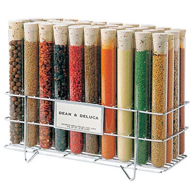 <p>Infuse your dishes with countless flavor combinations. You'll feel like a not-so-mad scientist with a colorful set of either 21 or 40 different spices in cute test tube-like containers. $100 for small set, $150 for large set, <a href="http://www.deandeluca.com/new-and-seasonal/wedding/dean-and-deluca-spice-rack.aspx" target="_blank">deandeluca.com</a>; (800) 221-7714</p>


