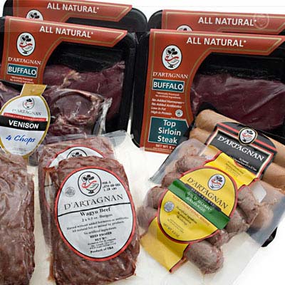 <p>Any meat-loving man would be impressed by this collection of wild game, which includes Top Sirloin Buffalo Steaks, Venison Chops, Wild Boar Sausage,  burgers — Wagyu, of course — and D'Artagnan's special Uncured Duck Hot Dogs. (<a href="http://www.dartagnan.com/51182/565741/Gifts--Collections/Grills-Best-Friends----Buffalo-Wagyu-Venison-Wild-Boar--Duck.html" target="_blank">dartagnan.com</a>, $105.99)</p>