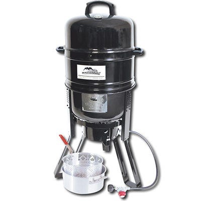 <p>Take all your kitchen appliances and toss them into one unit and you have the 7-in-1 Grill. This gizmo can steam, deep-fry, smoke, boil, grill, and mmm, what else? Oh — your flame can be propane powered or charcoal. Pretty cool. (<a href="http://www.masterbuilt.com/index.php/products/7-in-1-smoker-grill-black.html" target="_blank">masterbuilt.com</a>, $179.99)</p>