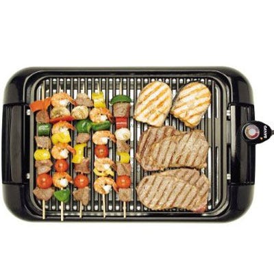 <p>Does your guy dip into a depression when grilling season ends? Perk him up with this easy-to-clean indoor grill. (<a href="http://www.amazon.com/dp/B00011HH22/ref=asc_df_B00011HH22966281?smid=ATVPDKIKX0DER&tag=googlecom09c9-20&linkCode=asn&creative=380341&creativeASIN=B00011HH22" target="_blank">amazon.com</a>, $39.99)</p>