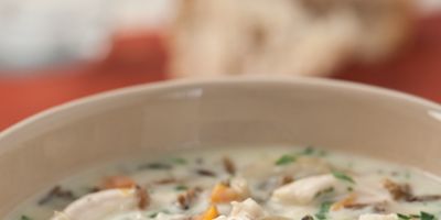 <p>This is a healthier twist on a classic creamy turkey and wild rice soup that hails from Minnesota. Serve with a crisp romaine salad and whole-grain bread.</p><p><b>Recipe:</b> <a href="/recipefinder/cream-of-turkey-wild-rice-soup-recipe-6683" target="_blank"><b>Cream of Turkey and Wild Rice Soup</b></a></p>
