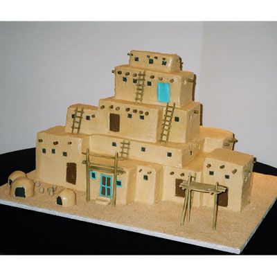 <p>Designed for lovers of the Southwest, this unique wedding cake depicts traditional Pueblo dwellings. Iced in sunbaked adobe-colored buttercream with desert turquoise buttercream accents, the multitiered cake features realistic gum-paste wooden ladders and stick structures.</p>
<br />
<p>Classic Cakes, Carmel, IN</p>
<p>(317) 844-6901</p>
<p><a href="http://www.classiccakescarmel.com/" target="_new"><b>classiccakescarmel.com</b></a></p>