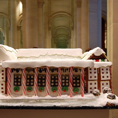 <b>Location:</b> Le Parker Meridiens Gingerbread Wonderland 2011 (New York, NY)<br />
To benefit the hunger-fighting nonprofit City Harvest, this hotel invites local restaurants and bakeries to submit beautiful gingerbread houses for a yearly contest. The public is welcome to view the display — which includes this impressive replica of the Central Park Boathouse — in the lobby's 56th Street atrium and can vote on a favorite by donating $1. Bonus: Hidden behind a curtain, the hotel's Burger Joint makes a great stop for a quick meal.