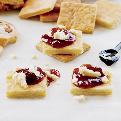 <p>With sweet fig preserves and crumbly Stilton cheese, this easy appetizer might make that simple cheese plate look boring. Taste-wise, it's superior, too!</p><br /><p><b>Recipe:</b> <a href="/recipefinder/fig-stilton-squares-appetizers" target="_blank"><b>Fig-and-Stilton Squares</b></a></p>
