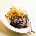 Filet Mignon with Shallot-Red Wine Sauce and Garlic Frites