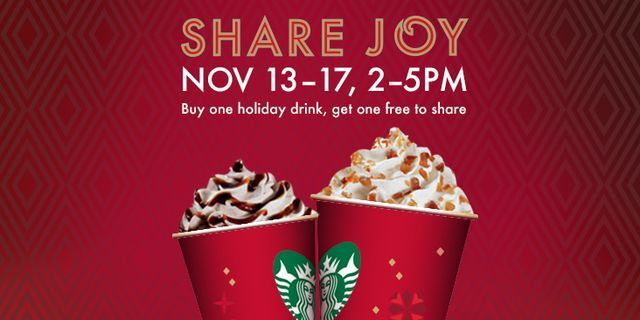 Bogo Alert at Starbucks - Starbucks Free Holiday Drinks