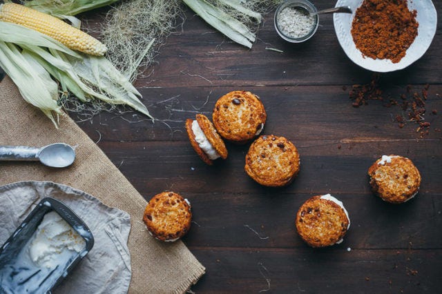 <p>No, that bacon isn't going to make your ice cream savory — it's candied! Get ready for a sweet, rich indulgence.</p>
<p><strong>Get the recipe from <a href="http://mynameisyeh.com/mynameisyeh/2014/7/bacon-and-sweet-corn-ice-cream-sandwiches" target="_blank">My Name is Yeh</a>.</strong></p>