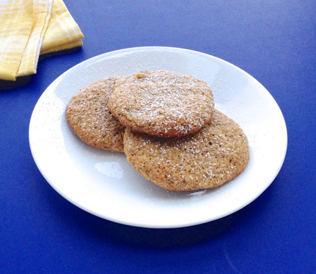 Banana Bread Cookies <div class="imageContent">
<p>These cakey cookies taste exactly like banana bread muffin tops. Want 'em warm? Pop cookies in the microwave for a few seconds before eating to enjoy that fresh-baked experience all week long.</p>
<p><em>MAKES: 2 dozen cookies</em></p>
<p>• 1 cup whole-wheat pastry flour<br /> • 1/4 cup ground flax seeds<br /> • 1 teaspoon baking powder<br /> • 1/2 teaspoon cinnamon<br /> • 1/4 teaspoon salt<br /> • 3/4 cup mashed banana (2 to 3 medium bananas)<br /> • 1 tablespoon vanilla extract<br /> • 4 tablespoons butter, at room temperature<br /> • 1/2 cups packed brown sugar<br /> • 1 large egg</p>
<p>1. Preheat oven to 375 degrees F.<br /> 2. In a large bowl, whisk flour, flax seeds, baking powder, cinnamon and salt in bowl. In another bowl, whisk banana and vanilla.<br /> 3. Beat butter and brown sugar with mixer on medium 2 minutes, or until light and fluffy. Beat in egg until combined, scraping down bowl as needed. Beat in banana mixture. Turn off mixer. Add dry ingredients, then mix on medium-low speed until just combined.<br /> 4. Scoop rounded tablespoonfuls dough onto parchment-lined cookie sheets. Bake 10 to 15 minutes or until golden. Transfer to wire racks to cool.</p>
</div>