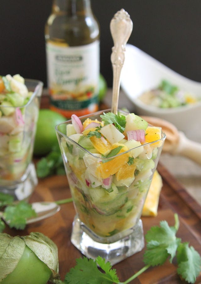 <p>Ok ok, so there's some cooking required with this version. <em>Barely. </em>Plus, once you take a look at this bright beauty, we think you'll agree that little extra effort is well worth it.</p>
<p><strong>Get the recipe from <a href="http://www.runningtothekitchen.com/2014/07/grilled-scallop-citrus-ceviche/" target="_blank">Running to the Kitchen</a>.</strong></p>
