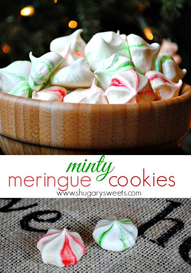 <p>These airy, peppermint-flavored meringue cookies would be a great cookie for a hot cocoa night.</p> <p><strong>Get the recipe from <a href="http://www.shugarysweets.com/2011/12/minty-meringue-cookies" target="_blank">Shugary Sweets</a>.</strong></p>