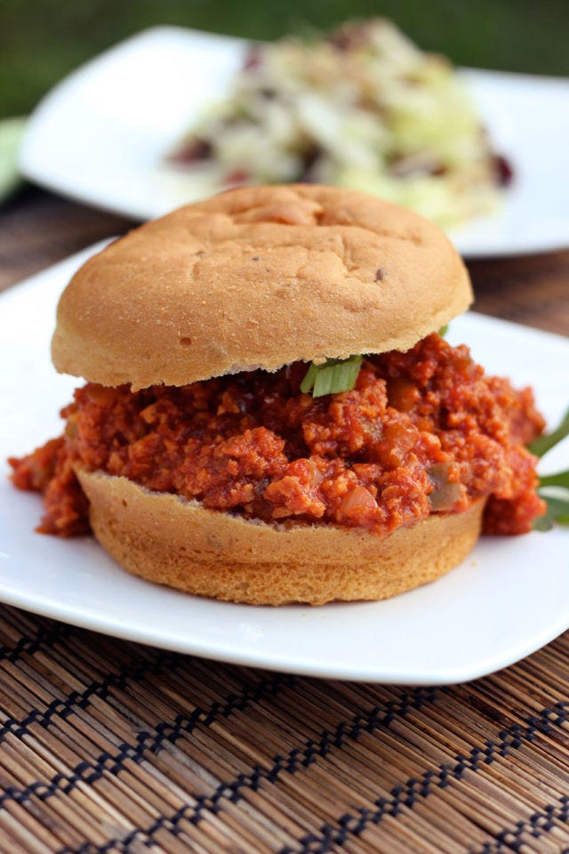 <p>Finding a legitimately satisfying meat-substitute dish can be hard, but this updated sloppy Joe recipe breathes new life into the classic comfort food with added spices, sauces, and sugars. Liquid smoke and sriracha sauce, anyone?</p>
<p>Get the recipe at <a href="http://tasty-yummies.com/2012/06/29/sloppy-joes-%E2%80%93-gluten-free-vegan/">Tasty Yummies</a>.</p>
