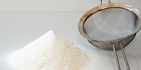 <p>Sift the dry ingredients — for eight portions of pasta: 3 1/2 cups type <a href="http://www.amazon.com/gp/product/B0038ZS6PU" target="_blank">00 flour</a> and a generous pinch of salt — together onto a clean work surface. </p>