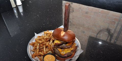 <p>If you're on the hunt for a truly outrageous burger, you'll have plenty of options at <a href="http://www.lockdownbar.com/" target="_blank">The Lockdown Bar and Grill</a>. The Death Sentence, a burger weighed down with 20 ounces of beef, yellow cheddar, and caramelized onions, may be a carnivore's ideal way to go. Don't decide too quickly, though; the Conjugal Visit — Thanksgiving in a bun — and Cruelty to Animals — a triple-down on pork — will also satisfy your biggest meat craving.</p>
<p><em><strong>The Lockdown Bar and Grill:</strong> 1024 N Western Ave, Chicago, IL 60622; (773) 451-5625; <a href="http://www.lockdownbar.com/" target="_blank">lockdownbar.com</a></em></p>