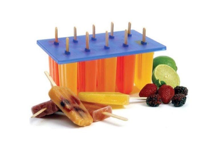 <p>Try this sturdy ice pop maker ($22) if you're looking to make popsicles in a classic shape for a crowd. This mold is BPA-free and yields up to 10 popsicles at a time using wooden popsicle sticks. We appreciate this feature, as it can be a hassle to keep track of reusable plastic sticks, especially when making popsicles for a party. Bonus: thanks to its no-frills shape, this is an ideal mold to employ when making popsicles with inclusions such as these peach rice pudding pops. <a href="http://www.amazon.com/gp/product/B000MMRNHE/ref=as_li_ss_tl?ie=UTF8&camp=1789&creative=390957&creativeASIN=B000MMRNHE&linkCode=as2&tag=wwwshopstylec-20&ascsubtag=970029504&tag=wwwshopstylec-20" target="_blank"><i>amazon.com</i></a></p>