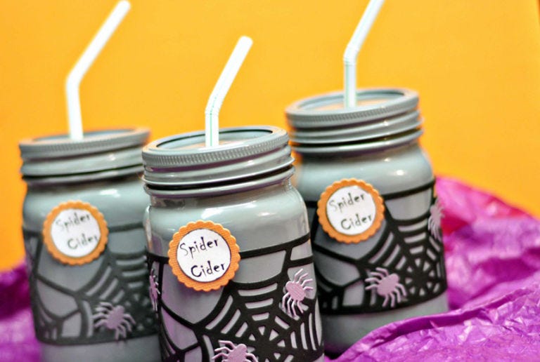 <div class="imageContent">
<p>Die-cut decals turn plain Mason jars into spine-chilling party glasses.</p>
<p><strong>Get the tutorial at <a href="http://www.sewdangcutecrafts.com/2011/09/spider-cider.html" target="_blank">Sew Dang Cute Crafts</a>.</strong></p>
<p><strong>RELATED:</strong> <a href="http://www.countryliving.com/crafts/projects/craft-ideas-for-halloween-1009#slide-1" target="_blank">17 Homemade Halloween Decorations</a></p>
</div>