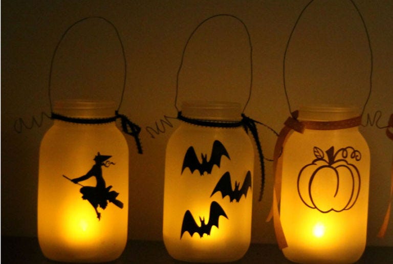 <div class="imageContent">
<p>Cast a warm glow on your porch with these Halloween-themed lanterns. </p>
<p><em>($12.99 each, <a href="https://www.etsy.com/listing/162611917/frosted-holiday-mason-jars-halloween" target="_blank">simplebybrooke.etsy.com</a>)</em></p>
<p><strong>RELATED: </strong><a href="http://www.countryliving.com/crafts/spooky-halloween-diy-projects" target="_blank">6 DIY Halloween Decorations Based on 'Famous Last Words'</a></p>
</div>