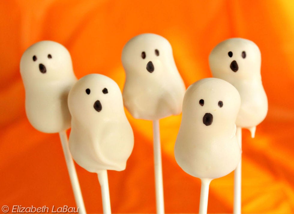 <p>Don't worry if the coating on these sweet spooks drips — it will just look like the sheet is rustling. They even have a step by step photo tutorial to guide you through the process.</p>
<p><strong>Get the recipe from <a href="http://candy.about.com/od/halloweencandyrecipes/r/Ghost-Cake-Pops.htm" target="_blank">About Food</a>.</strong></p>