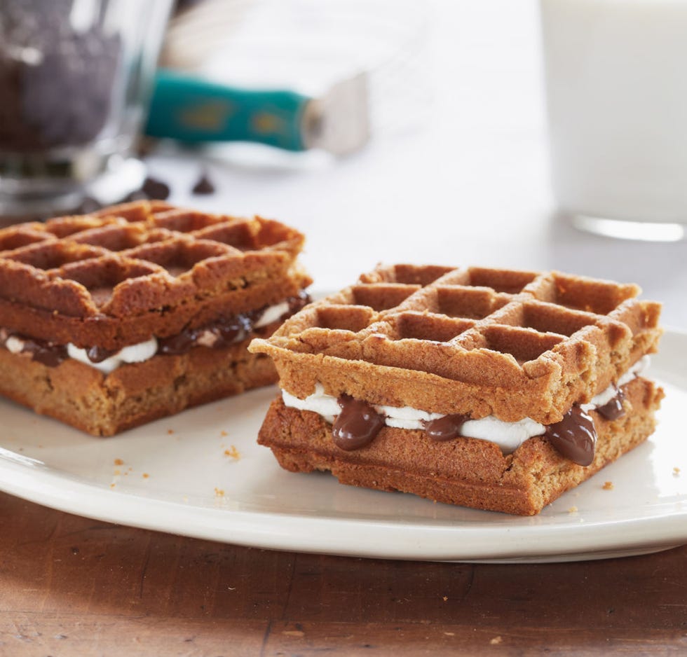 A true testament to determination, perseverance, and marshmallows.
 Recipe: S'moreffles (Waffled S'mores)