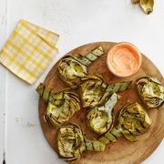 Grilled Artichokes with Harissa-Honey Dip