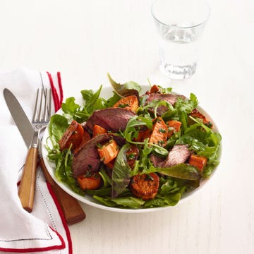 Arugula, Sweet Potato, and Spiced Steak Salad