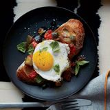 ratatouille toasts with fried eggs
