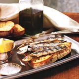 fresh sardines on grilled bread