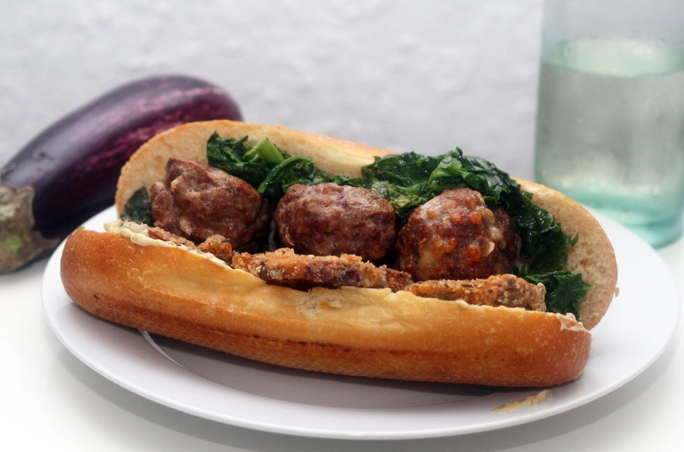 Eggplant and Rapini Meatball Subs