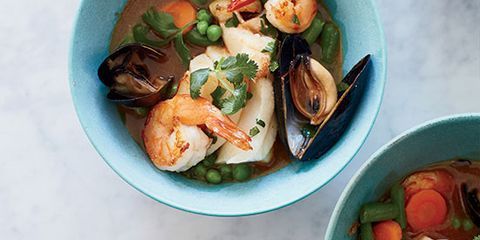<p>This lighter, brighter Thai-style curry is from health-conscious chef Rocco DiSpirito.</p><p><strong>Recipe:</strong> <a href="http://www.delish.com/recipefinder/red-coconut-curry-seafood-mixed-vegetables-recipe-fw0714"><strong>Red Coconut Curry with Seafood and Mixed Vegetables </strong></a></p>