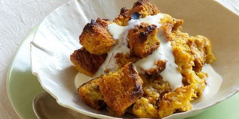 Pumpkin Bread Pudding with Vanilla-Rum Custard Sauce Recipe